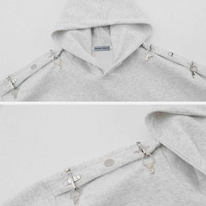 multi buckle hoodie   edgy urban streetwear staple 4045