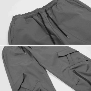 multipocket cargo pants zipper detail youthful streetwear 6567