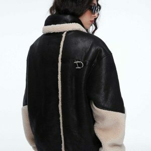 patchwork big pockets coat edgy & retro streetwear 2657