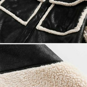 patchwork big pockets coat edgy & retro streetwear 8539