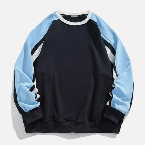 patchwork color block sweatshirt urban fashion trend 6485