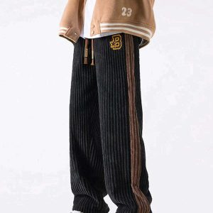 patchwork corduroy sweatpants eclectic & youthful style 1336