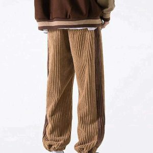 patchwork corduroy sweatpants eclectic & youthful style 4219