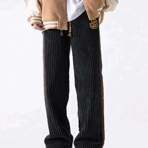 patchwork corduroy sweatpants eclectic & youthful style 5196