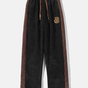 patchwork corduroy sweatpants eclectic & youthful style 6006