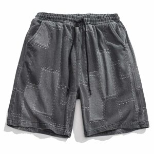 patchwork denim shorts dynamic & youthful street style 2049