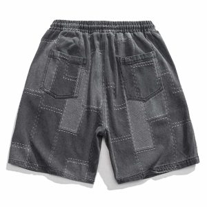 patchwork denim shorts dynamic & youthful street style 5537