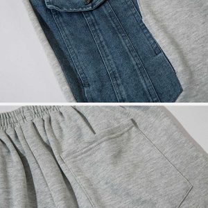 patchwork denim shorts youthful & chic streetwear look 5938
