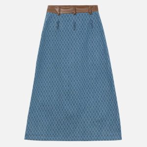 patchwork denim skirt eclectic & youthful y2k vibe 7093