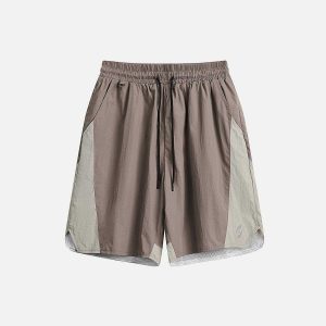 patchwork drawstring shorts youthful urban trendsetter 5806