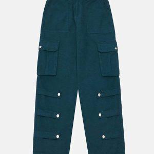 patchwork flap pocket pants dynamic & youthful streetwear 8996