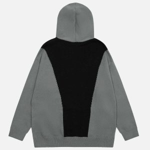 patchwork knit hoodie urban fashion statement 4249