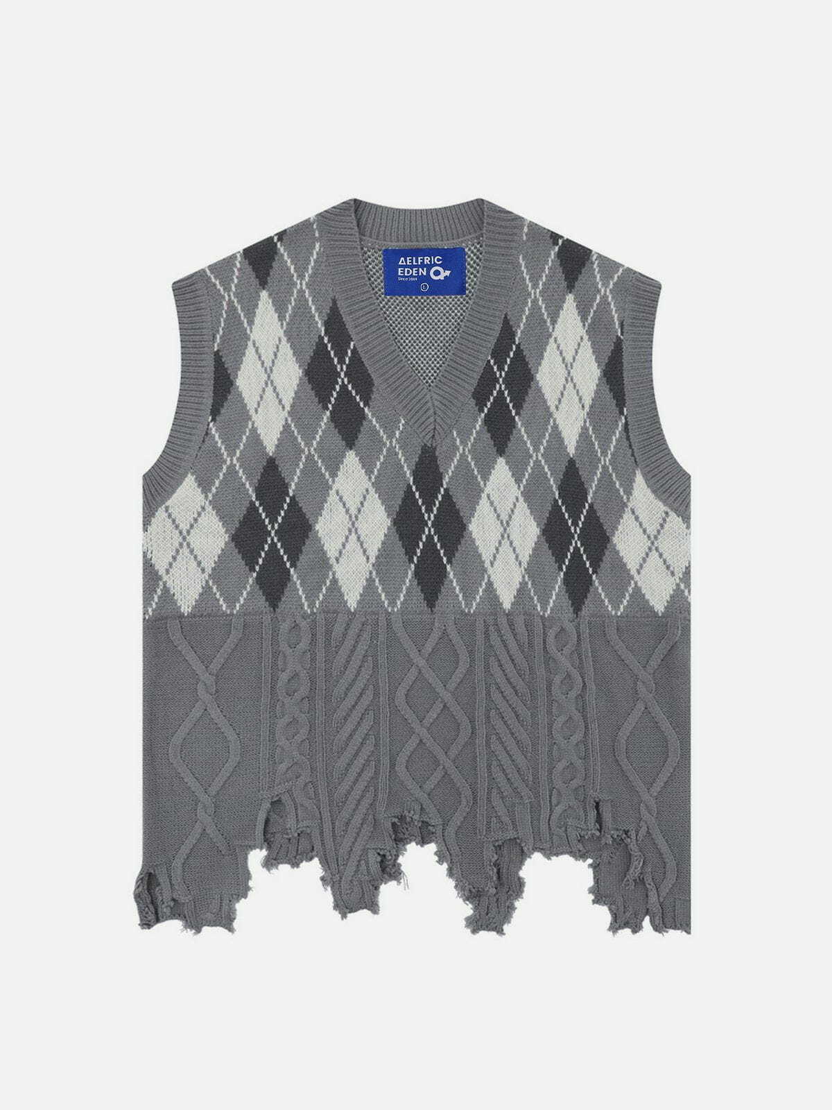 patchwork plaid vest youthful & eclectic streetwear 3314