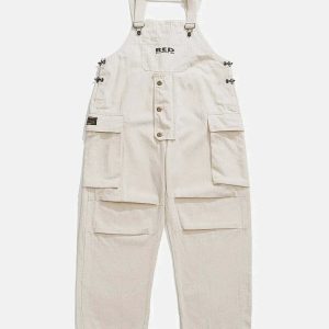 patchwork pocket bib pants youthful & crafted streetwear 2491