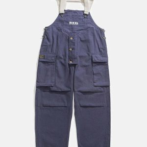 patchwork pocket bib pants youthful & crafted streetwear 3687