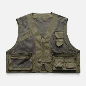 patchwork pocket vest   youthful & eclectic streetwear 3910