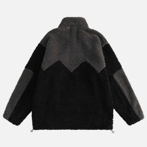 patchwork sherpa sweatshirt   youthful & eclectic comfort 6318