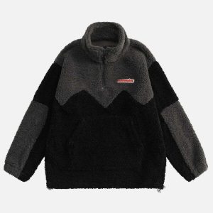 patchwork sherpa sweatshirt   youthful & eclectic comfort 7797