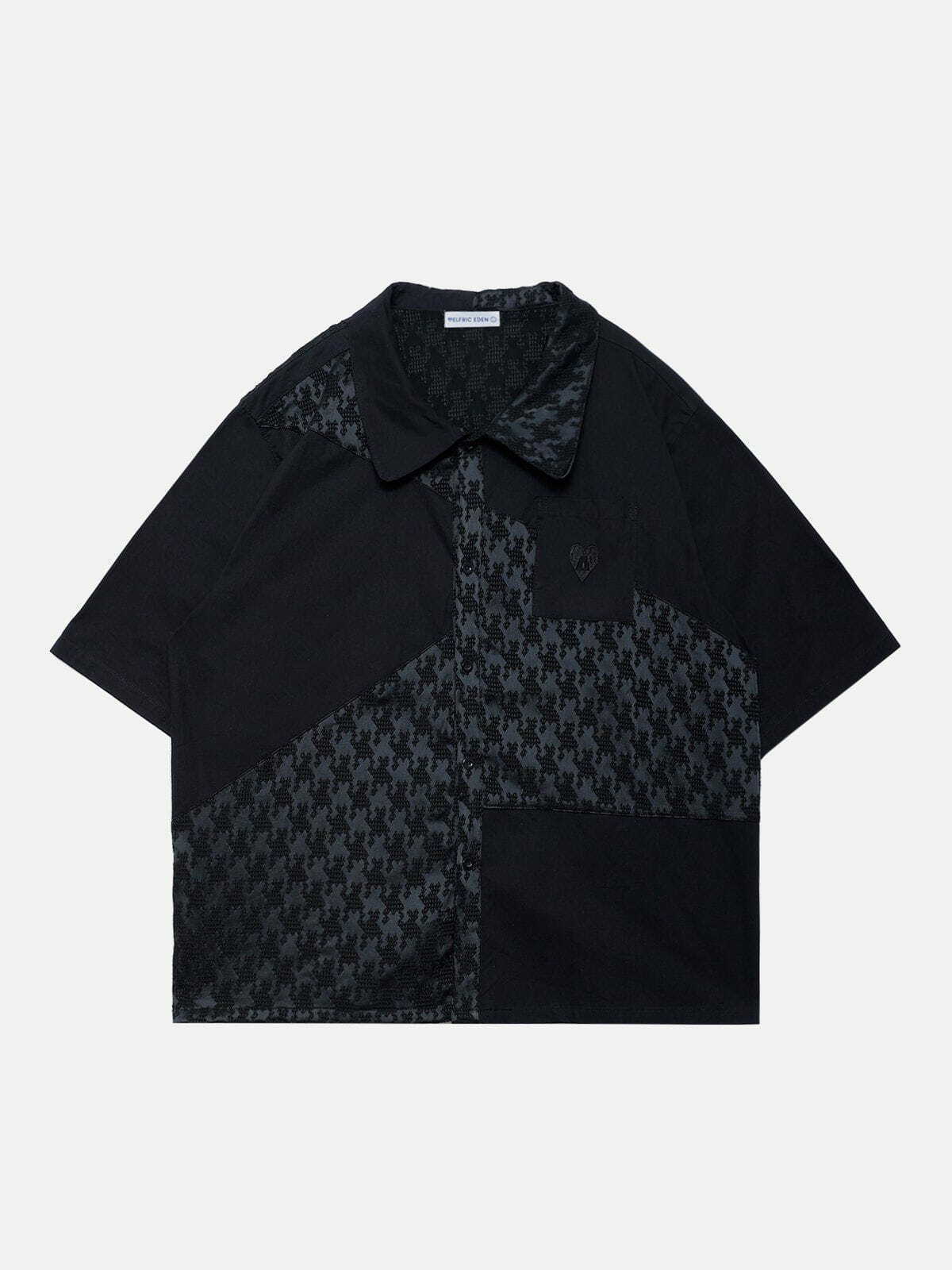 patchwork short sleeve shirt   edgy & vibrant streetwear 7345