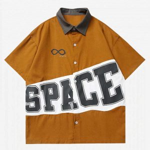 patchwork space shirt short sleeve   youthful & eclectic 6257