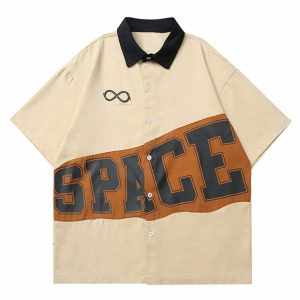 patchwork space shirt short sleeve   youthful & eclectic 7543