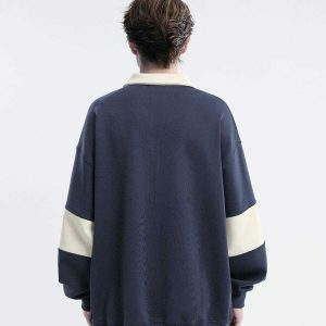 patchwork stand collar sweatshirt edgy & retro 5528