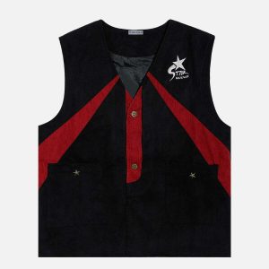 patchwork star vest   youthful & eclectic streetwear gem 2074