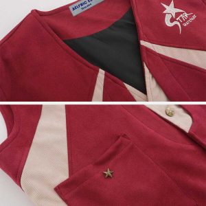 patchwork star vest   youthful & eclectic streetwear gem 4787