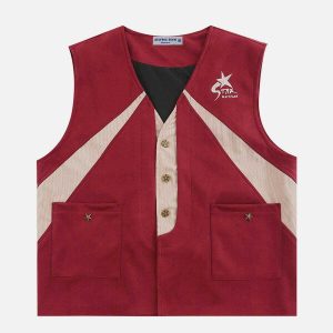 patchwork star vest   youthful & eclectic streetwear gem 8691