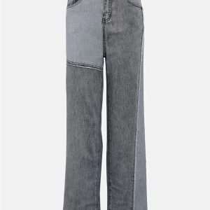 patchwork straight jeans sleek design & urban appeal 5311