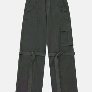 patchwork strap pants dynamic & youthful streetwear look 2824
