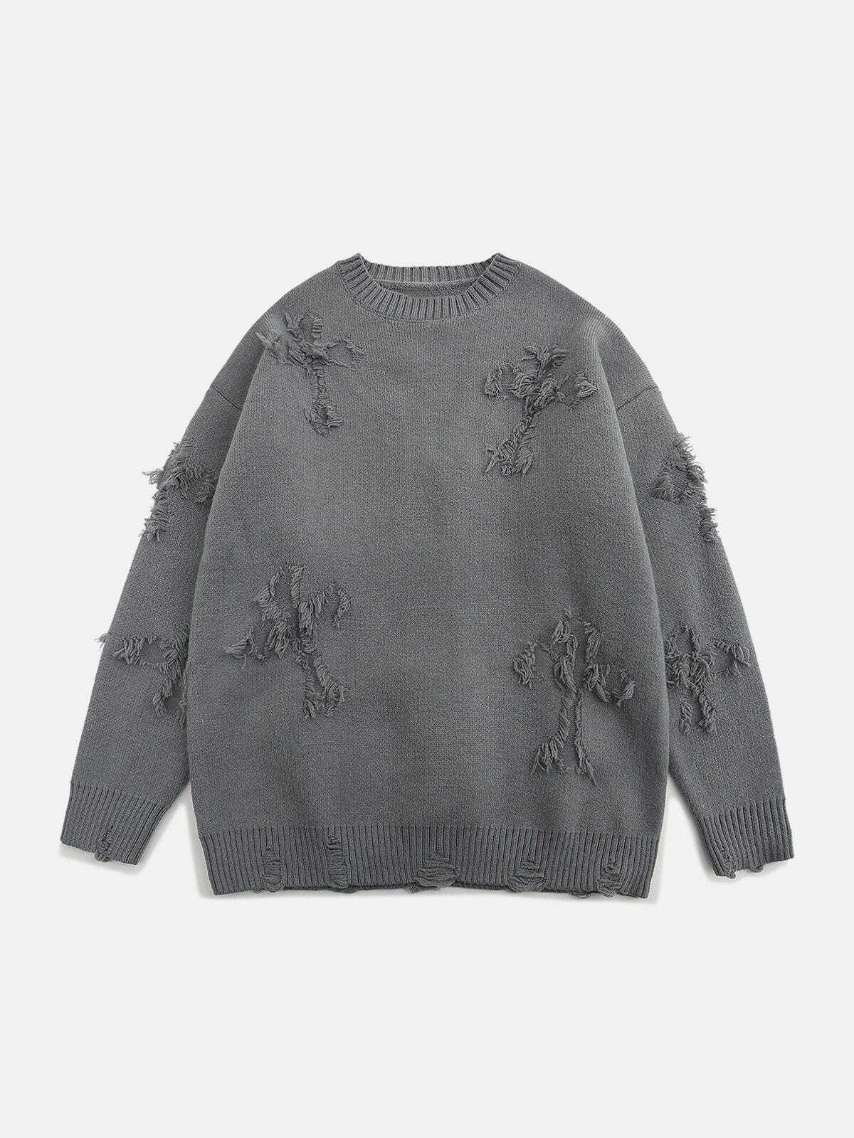 patchwork sweater urban chic & edgy design 5525