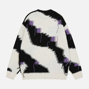 patchwork tassel sweater youthful & eclectic streetwear 8004