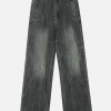 patchwork zip up jeans dynamic urban & y2k trendy 4518