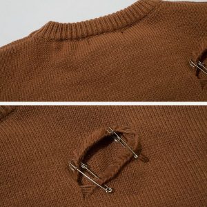 pin design rolled sweater youthful & crafted style 1718