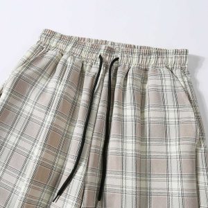 plaid casual drawstring pants   youthful & trendy fit 1715