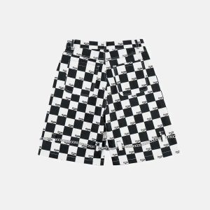 plaid chain shorts   youthful & edgy streetwear staple 5464