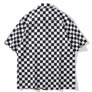 plaid graphic shirt shortsleeve youthful & trendy design 1236