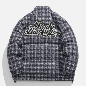 plaid patchwork coat   winter's iconic streetwear piece 4364