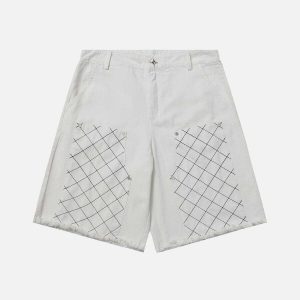 plaid patchwork fringe shorts   youthful urban trendsetter 7127