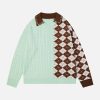 plaid polo collar sweater   youthful & preppy streetwear icon 2491
