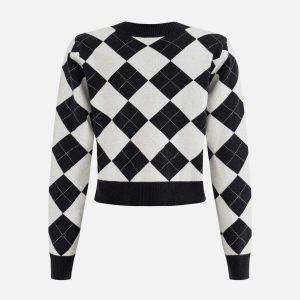 plaid slim fit sweater   youthful & sleek design 1462