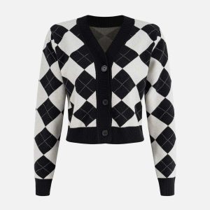 plaid slim fit sweater   youthful & sleek design 7653
