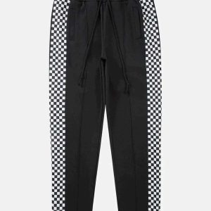 plaid spliced pants dynamic design & urban appeal 6160