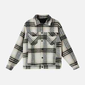 plaid stripe coat   winter essential with a youthful twist 3163