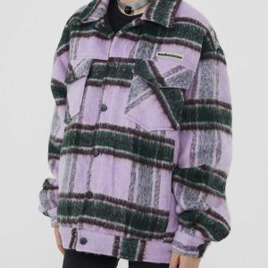 plaid stripe coat   winter essential with a youthful twist 6009