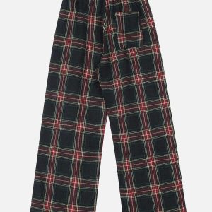plaid tapered leg pants   chic & youthful streetwear 2878