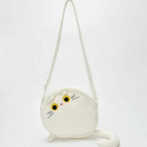 plush cat crossbody bag   quirky & chic urban accessory 2894