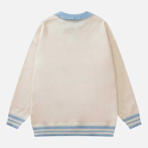 preppy polo collar sweater   youthful & chic streetwear essential 1233