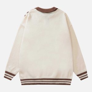 preppy polo collar sweater   youthful & chic streetwear essential 2996